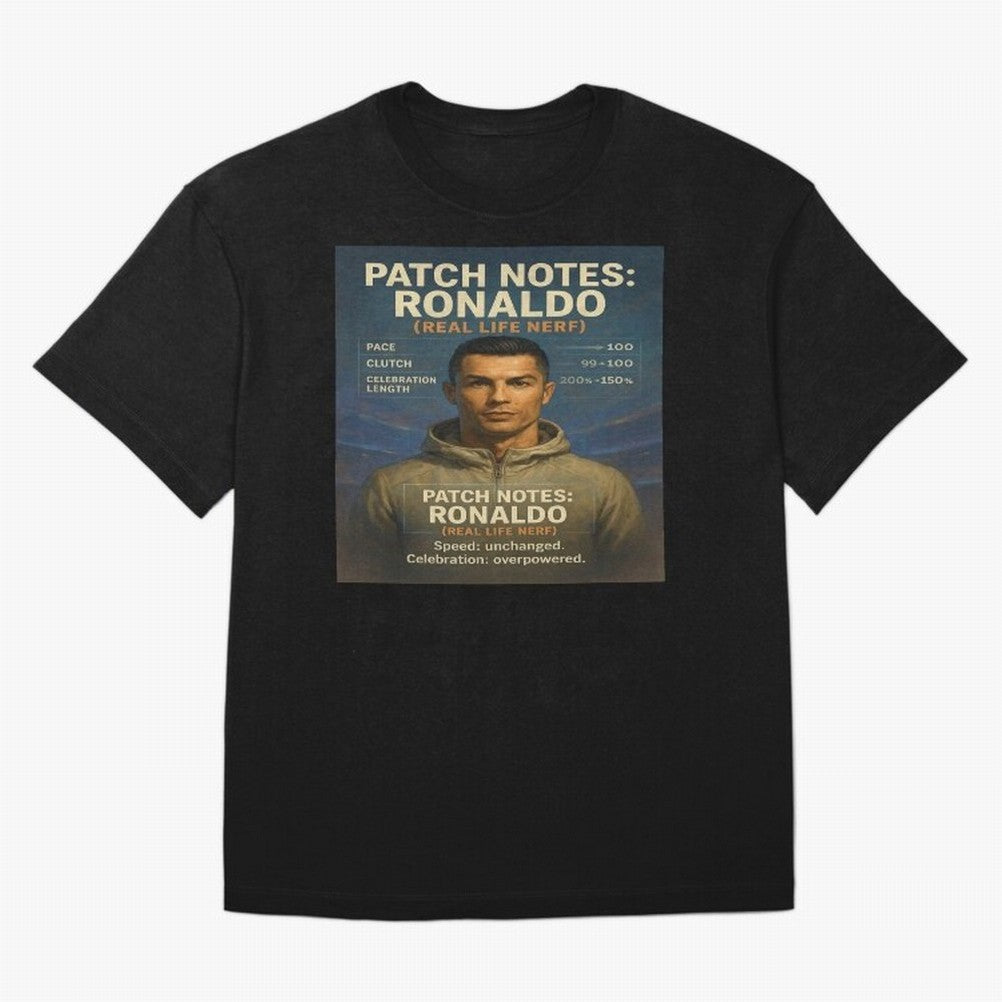 Patch Notes Cristiano Ronaldo ¡ª Real Life Nerf Football Gamer Oversized T-Shirt Experience the Global Stage of FIFA World Cup 2026 Group Stage for Fans of Cristiano Ronaldo, Haaland and CR7 and Argentina and Brazil, Bringing Retro Football Energy,