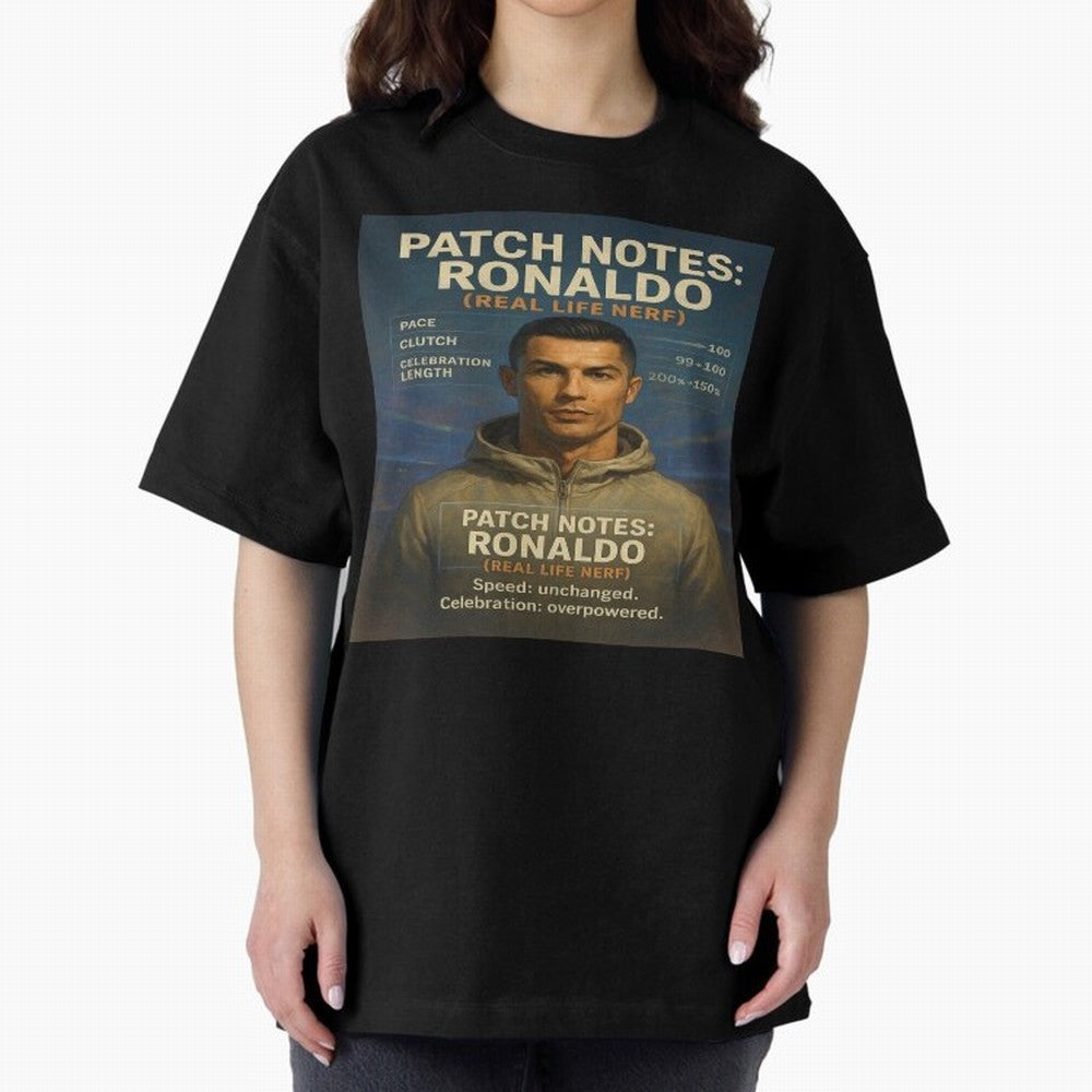 Patch Notes Cristiano Ronaldo ¡ª Real Life Nerf Football Gamer Oversized T-Shirt Experience the Global Stage of FIFA World Cup 2026 Group Stage for Fans of Cristiano Ronaldo, Haaland and CR7 and Argentina and Brazil, Bringing Retro Football Energy,