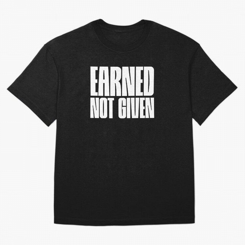 Earned not given white Oversized T-Shirt Follow the Final Road of Global Football Passion for FIFA World Cup 2026 Group Stage, Built around Cristiano Ronaldo, Haaland and CR7, Brazil, Football History, Final Match Energy, Crowd Noise and Once in a