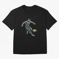Cyberpunk Cristiano Ronaldo: Futuristic CR7 Kicking Glowing Soccer Ball Fan Art Oversized T-Shirt Show Your Tournament Heart for the FIFA World Cup 2026 Journey through Messi, Neymar and Mbappe Highlights, Argentina, France and Brazil Pride,