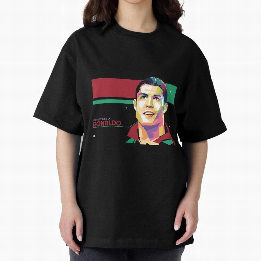 Cristiano Ronaldo ¨C Legendary Football Star & GOAT Artwork Oversized T-Shirt Represent Football Lovers during Match Day Hype around FIFA World Cup 2026 Group Stage, Haaland, Brazil, Portugal and Argentina, Game Day Rituals, Football Legends,