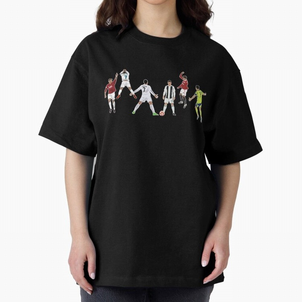 Ronaldo Forever Minimalist Career Goal Celebrations Oversized T-Shirt Embrace FIFA World Cup 2026 Highlighting CR7, Brazil, Portugal and Argentina Energy, Worldwide Fan Energy, Dramatic Goals, Stadium Lights and Championship Celebrations; Perfect