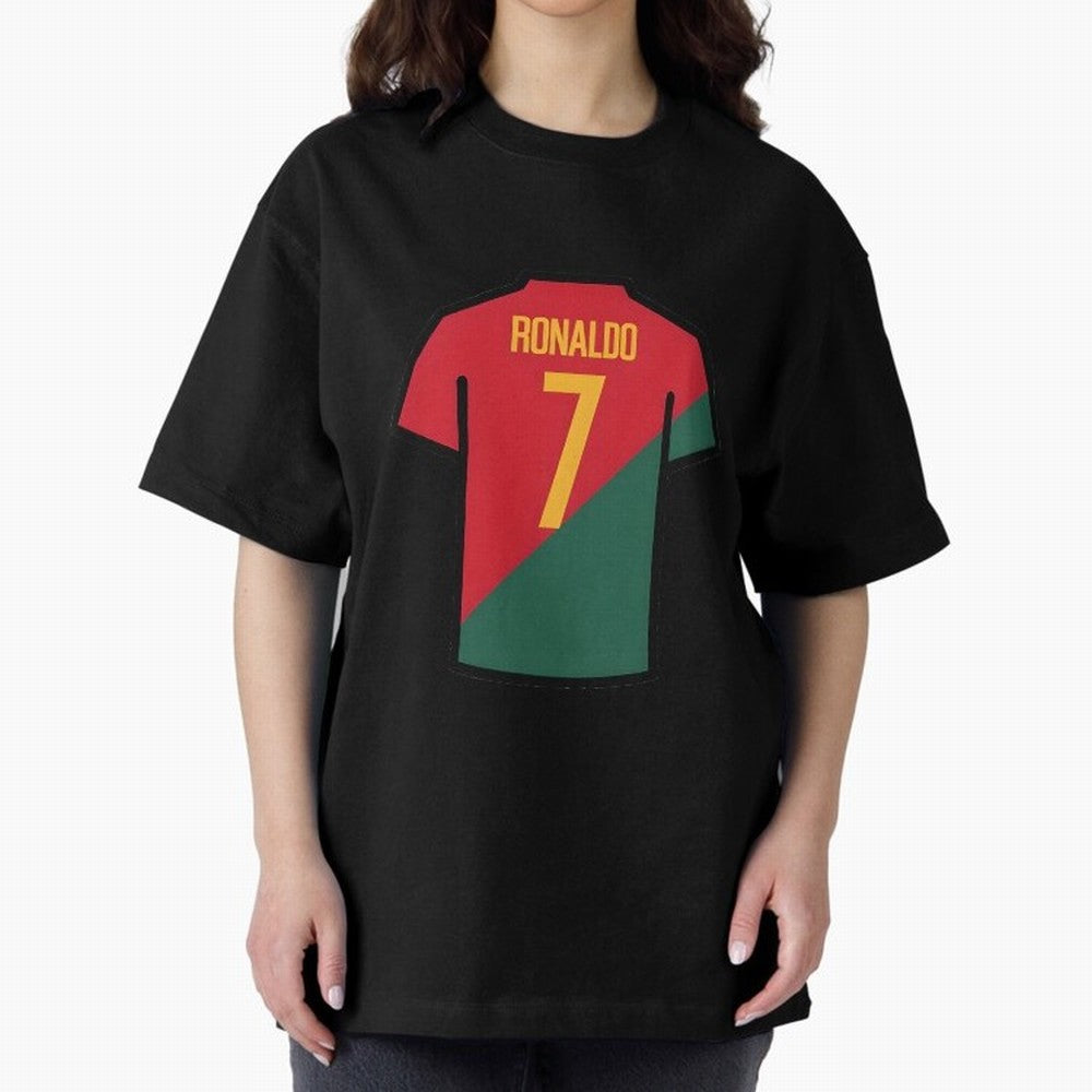 Ronaldo Portugal Jersey Oversized T-Shirt Carry the Dream of FIFA World Cup 2026 Group Stage for Fans of Messi and England, Bringing Retro Football Energy, Iconic Rivalries, Trophy Chase Drama and Stadium Atmosphere; Ideal for Passionate Fans Who