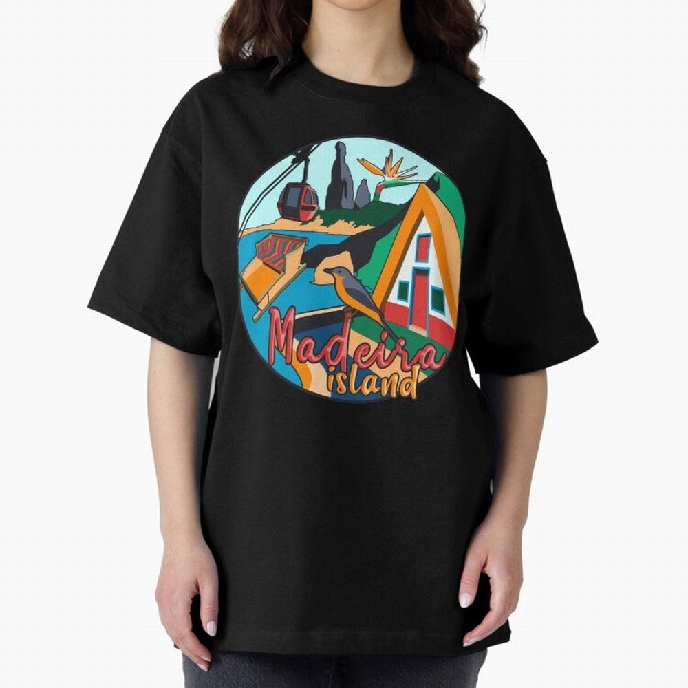 Madeira Island Oversized T-Shirt Show Championship Spirit for FIFA World Cup 2026 for Fans of Messi, CR7 and Mbappe and Brazil, Bringing Sports Nostalgia, International Competition, Famous Players and Unforgettable Victories; Perfect for Fans,