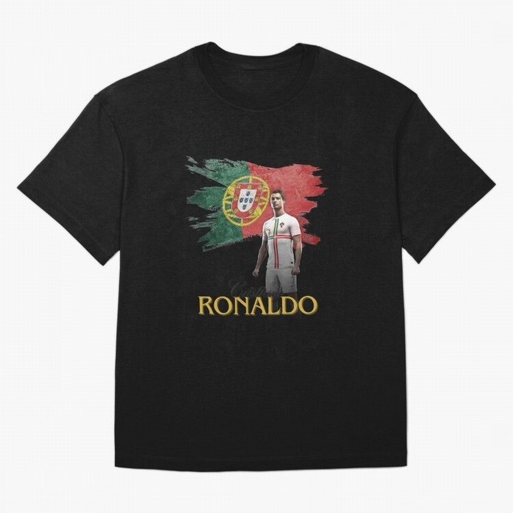 Cristiano Ronaldo - Portugal Flag Tribute (SIUUU!) Oversized T-Shirt Represent Football Lovers during Global Football Passion for FIFA World Cup 2026 Group Stage, Made for Cristiano Ronaldo, Haaland and CR7, England, Worldwide Fan Energy, Dramatic
