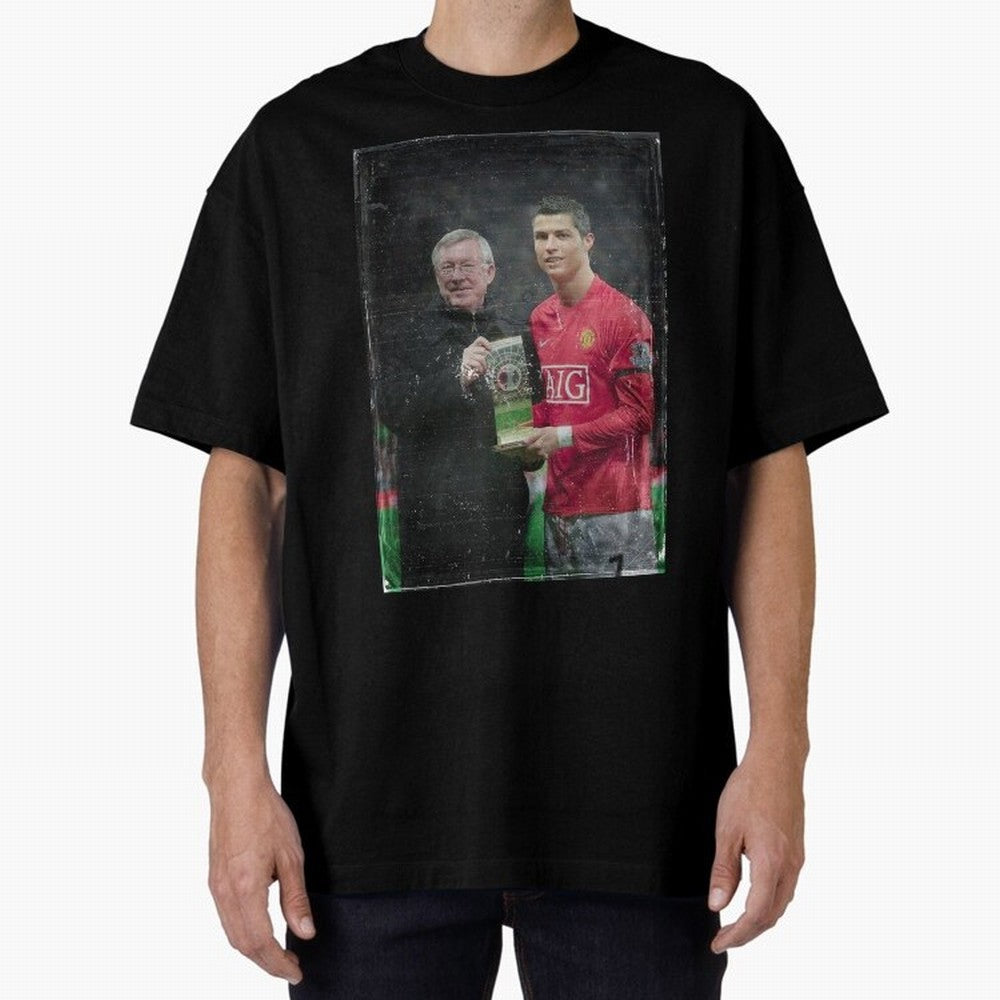 Cristiano Ronaldo and Sir Alex Ferguson Oversized T-Shirt Join Supporters Worldwide for FIFA World Cup 2026 Group Stage for Fans of Messi, Neymar and Mbappe and Brazil, Portugal and Argentina, Bringing Soccer Culture, Superstar Moments, National