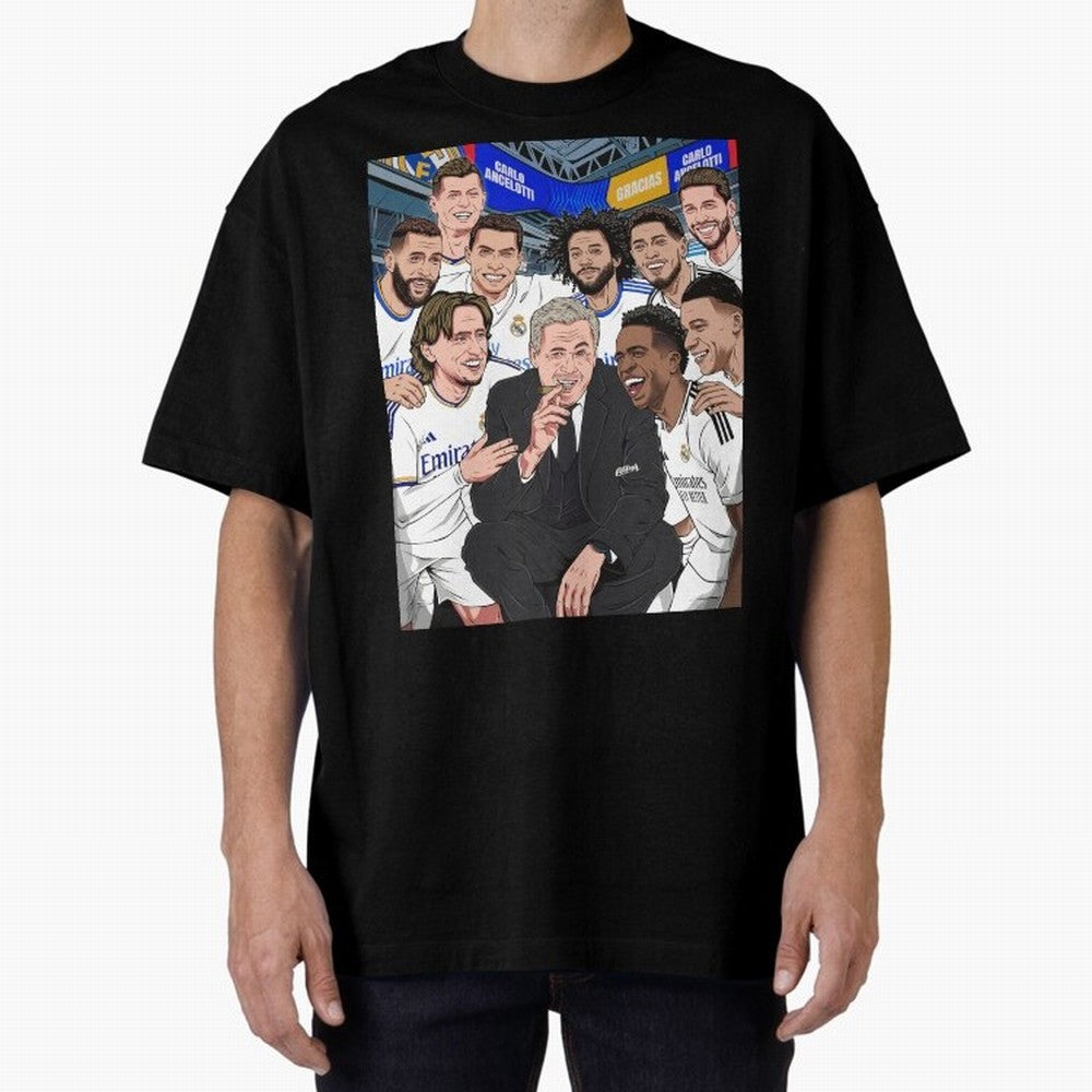 Carlo Ancelotti and Real Madrid Players Oversized T-Shirt Bring World Football Passion into the FIFA World Cup 2026 Journey through Neymar, Haaland and Cristiano Ronaldo Highlights, Germany Pride, Fan Favorite Moments, National Team Passion, Big