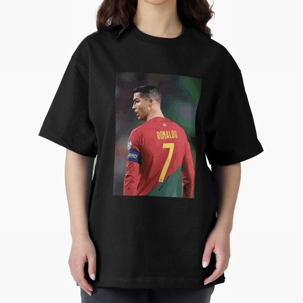 Cristiano Ronaldo Oversized T-Shirt Support Iconic Players in the FIFA World Cup 2026 USA Canada Mexico Journey through Cristiano Ronaldo, Haaland and CR7 Highlights, Portugal Pride, Global Supporter Spirit, Legendary Goals, National Colors and