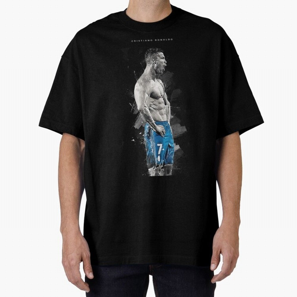 Abstract Football Player Celebration Artwork For Men And Gift For Soccer Fans Oversized T-Shirt Relive the Noise and Pride of Global Football Passion for FIFA World Cup 2026, Driven by Mbappe and Neymar, Spain and Netherlands, Champion Mindset,