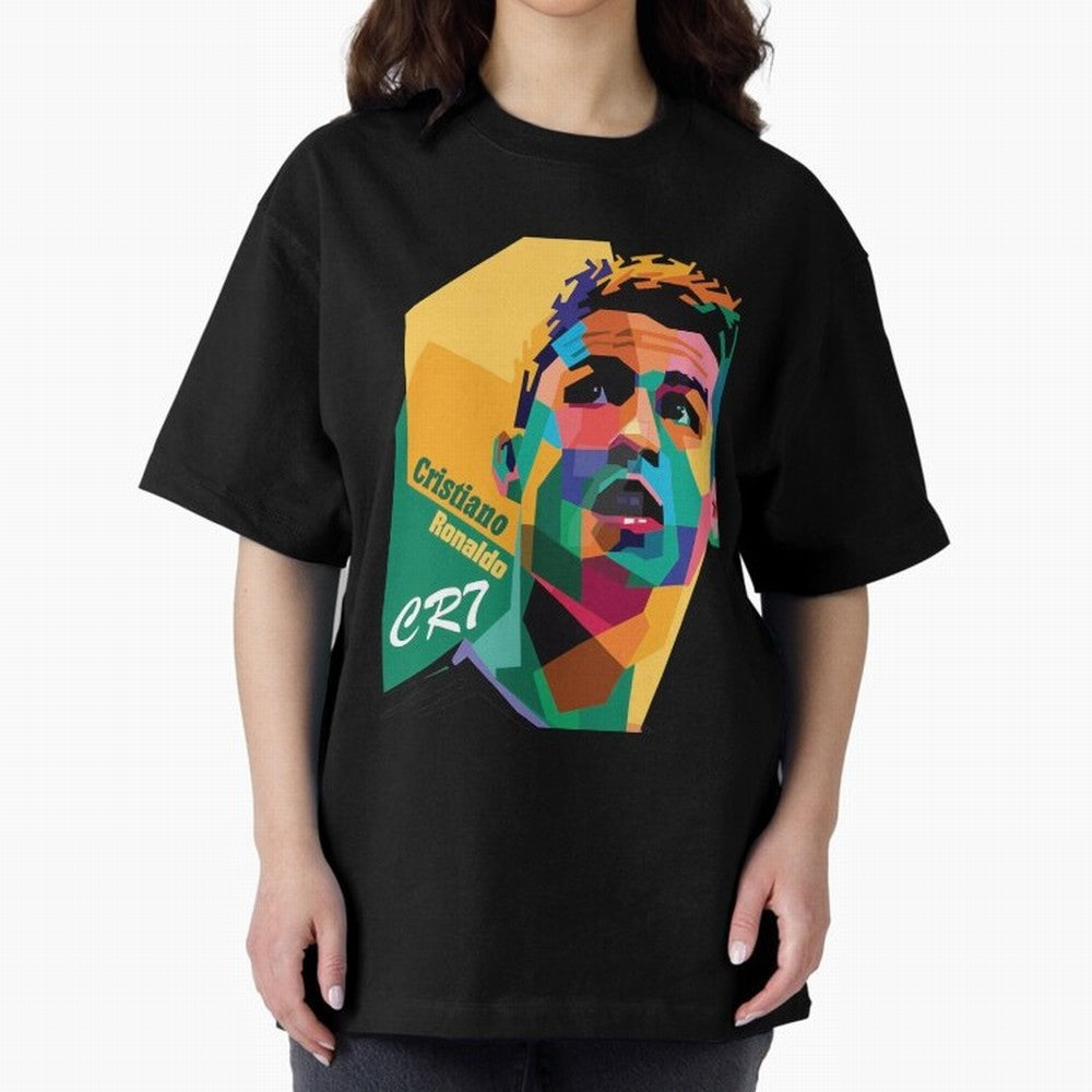 CR7 Pop Art Cristiano Ronaldo Design For Football Fans Gift For Soccer Lovers Oversized T-Shirt Make Every Match About FIFA World Cup 2026 USA Canada Mexico Highlighting Mbappe and Neymar, Spain and Netherlands Energy, Tournament Hype, Historic