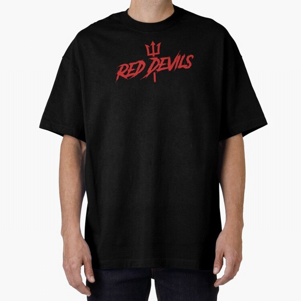 Red Devils Oversized T-Shirt Follow the Final Road of Global Football Passion for FIFA World Cup 2026 USA Canada Mexico, Driven by Cristiano Ronaldo, Haaland and CR7, Brazil, Vintage Soccer Flavor, Modern Football Stars, National Flags and Final