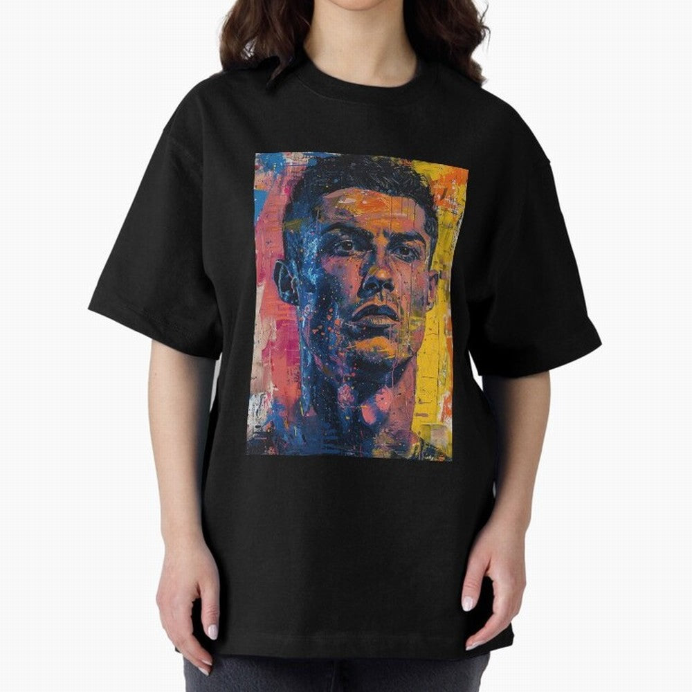 Cristiano Ronaldo illustration Oversized T-Shirt Bring Stadium Energy to Match Day Hype around FIFA World Cup 2026, Haaland, Germany, Soccer Culture, Superstar Moments, National Team Dreams and Competitive Fire; Ideal for Passionate Fans Who Love