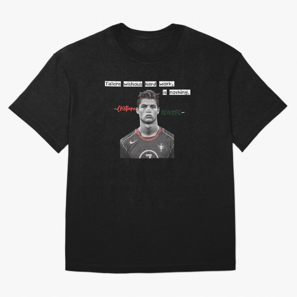 Cristiano Ronaldo - Dedication | NextLevel Motivation Oversized T-Shirt Keep the Legacy of Match Day Hype around FIFA World Cup 2026 Group Stage, Messi, Neymar and Mbappe, Brazil, Portugal and Argentina, Tournament Hype, Historic Matchups, Family
