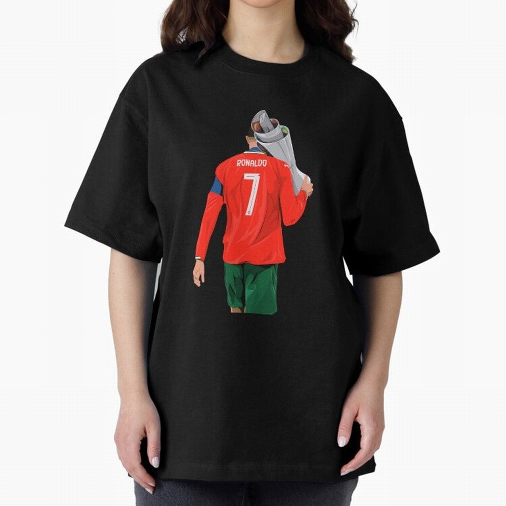 Cristiano Ronaldo Campion Oversized T-Shirt Elevate Match Day Hype around FIFA World Cup 2026 USA Canada Mexico, CR7 and Messi, England, Fan Favorite Moments, National Team Passion, Big Match Drama and Soccer History; Built for Supporters Chasing
