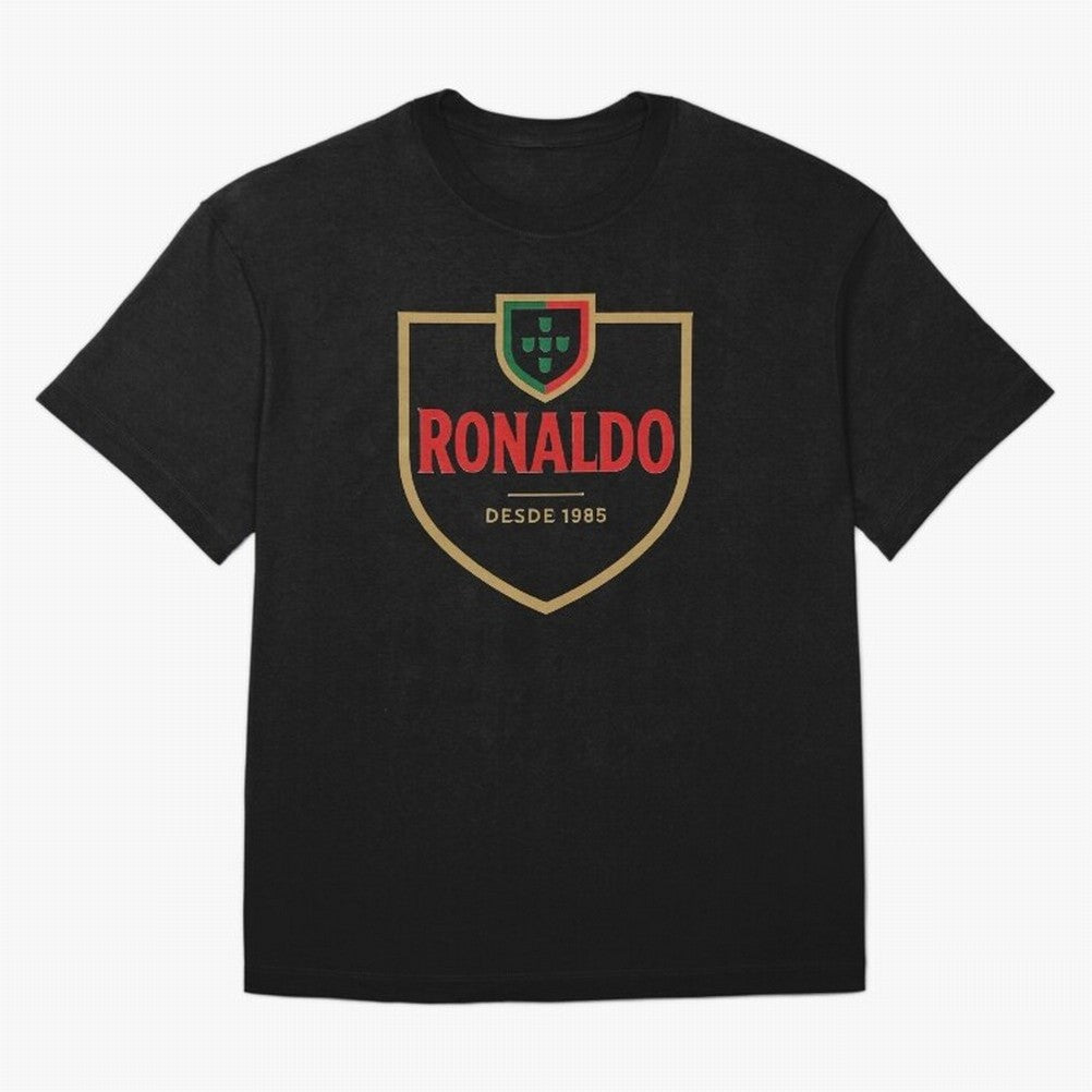 Ronaldo Emblem Sticker ¨C Gold Crest Parody Design Oversized T-Shirt Show Your Love for the FIFA World Cup 2026 USA Canada Mexico Journey through Messi Highlights, England Pride, Classic Soccer Heritage, Championship Pressure, Fan Loyalty and