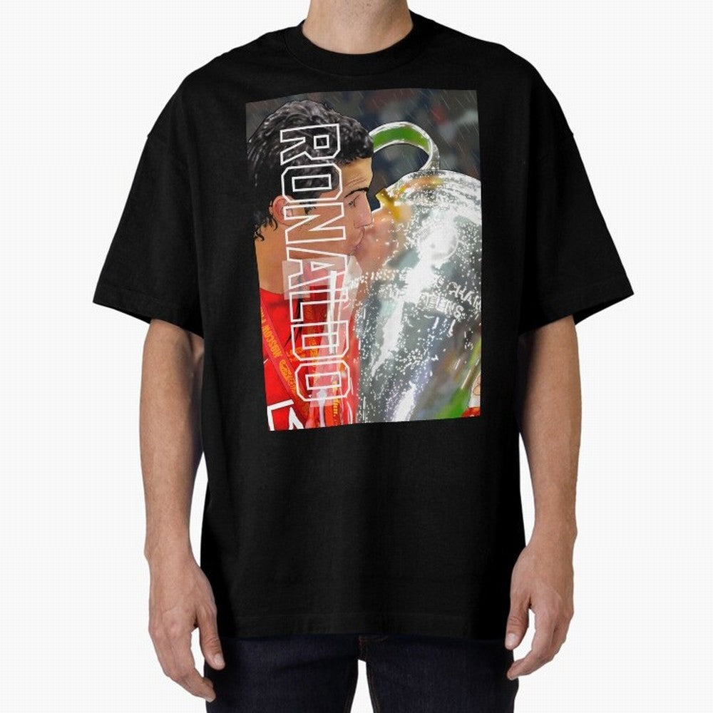 Cristiano Ronaldo ¨C 2008 Manchester United Champions League Glory Artwork by GrizzlyGFX Oversized T-Shirt Mark FIFA World Cup 2026 Group Stage Spirit, Connected to Brazil, Portugal and Argentina, Mbappe and Neymar, Classic Soccer Heritage,