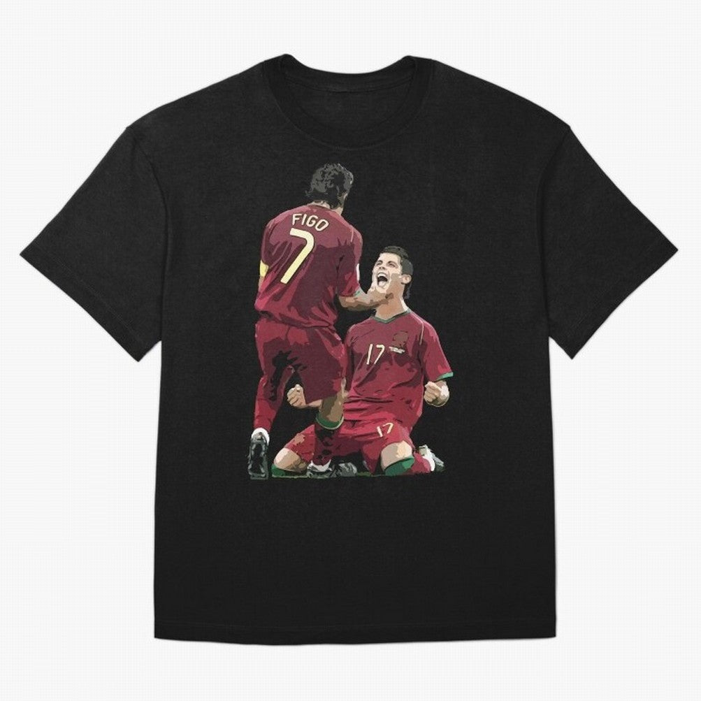 Luis Figo & Cristiano Ronaldo Oversized T-Shirt Honor FIFA World Cup 2026 Group Stage Driven by Messi and Cristiano Ronaldo, England Energy, Retro Football Energy, Iconic Rivalries, Trophy Chase Drama and Stadium Atmosphere; Ideal for Fans Who