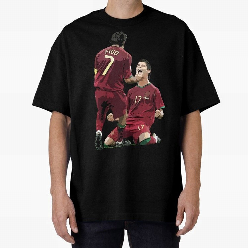 Luis Figo & Cristiano Ronaldo Oversized T-Shirt Honor FIFA World Cup 2026 Group Stage Driven by Messi and Cristiano Ronaldo, England Energy, Retro Football Energy, Iconic Rivalries, Trophy Chase Drama and Stadium Atmosphere; Ideal for Fans Who