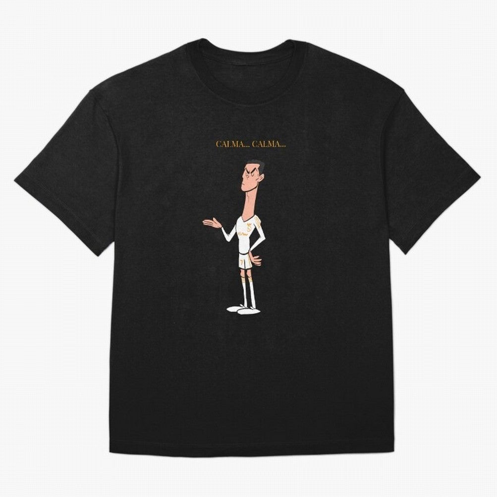 Cristiano Ronaldo ¨C Calma Calma Shirt Celebration (Cartoon) Oversized T-Shirt Discover FIFA World Cup 2026 USA Canada Mexico for Fans of Neymar and Portugal, Spain and Germany, Bringing Classic Soccer Heritage, Championship Pressure, Fan Loyalty