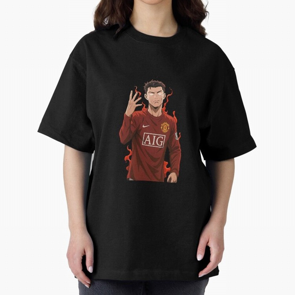 Cristiano Ronaldo Anime Art ¨C Blue Lock Inspired Football Legend Oversized T-Shirt Celebrate Every Goal in FIFA World Cup 2026 Spirit, Connected to England, Mbappe and Neymar, Stadium Memories, Football Loyalty, International Chants and