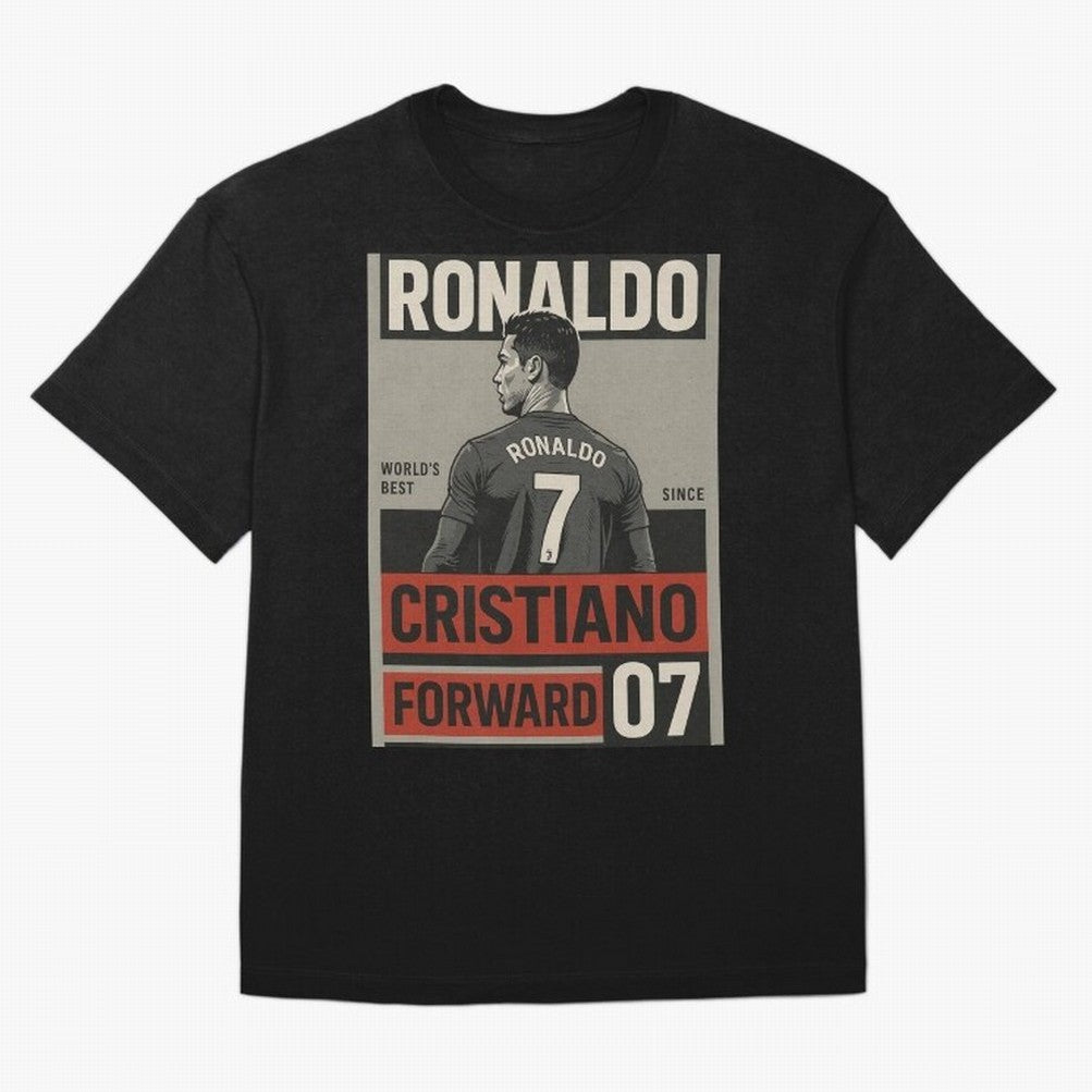 CR7 Legacy ¨C Cold Blooded Greatness Poster Art Oversized T-Shirt Join Supporters Worldwide for the FIFA World Cup 2026 Journey through Haaland and Mbappe Highlights, Brazil, Portugal and Argentina Pride, Football Festival Excitement, Trophy
