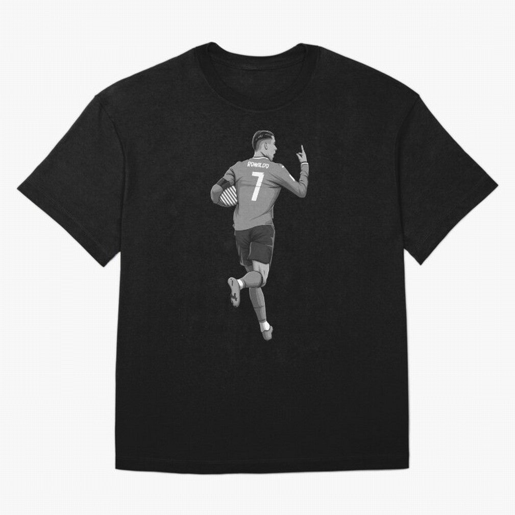 Cristiano Ronaldo Black and White Version Oversized T-Shirt Fuel Your Fan Pride for FIFA World Cup 2026 USA Canada Mexico Driven by Messi and Cristiano Ronaldo, France Energy, Goal Celebration Energy, Supporter Heritage, Football Icons and