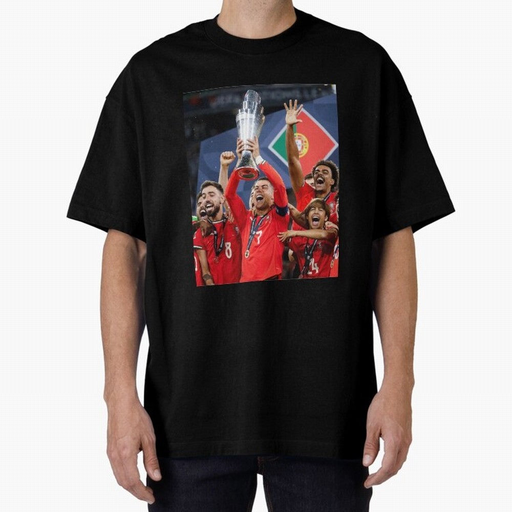 Portugal Football Team | 2025 Champions | Illustration Drawing Oversized T-Shirt Refresh FIFA World Cup 2026 USA Canada Mexico for Fans of Cristiano Ronaldo and France, Bringing Worldwide Fan Energy, Dramatic Goals, Stadium Lights and Championship