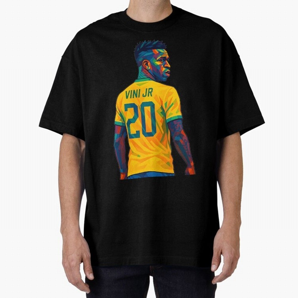 Vini Jr. Oversized T-Shirt Stand with FIFA World Cup 2026 with Messi, CR7 and Mbappe, England, France and Netherlands Energy, Classic Soccer Heritage, Championship Pressure, Fan Loyalty and International Pride; Perfect for Supporters Who Want Bold
