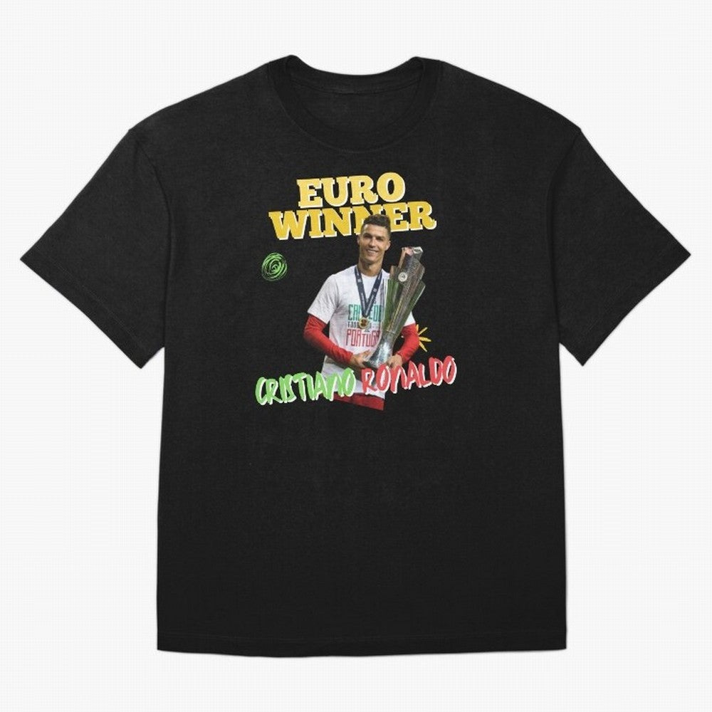 Cristiano Ronaldo Euro Winner Oversized T-Shirt Live the Energy of FIFA World Cup 2026 Group Stage Spirit, Highlighting France, CR7 and Messi, Championship Spirit, Famous Goals, Roaring Crowds and International Football Unity; Made for Collectors