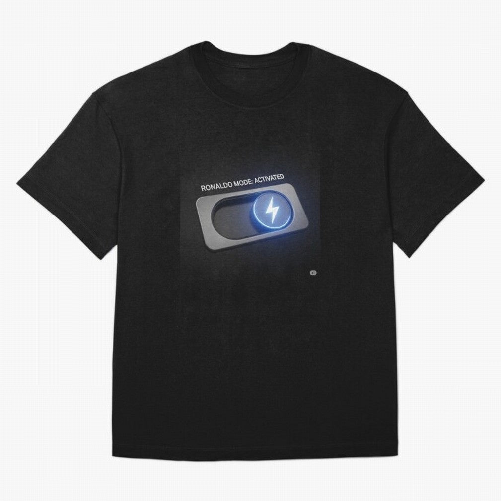 Ronaldo Mode: Activated ¨C Power Switch Football Art Oversized T-Shirt Celebrate the Stars of FIFA World Cup 2026 USA Canada Mexico for Fans of Messi and Germany, Bringing Football Festival Excitement, Trophy Ambitions, Country Rivalries and Star