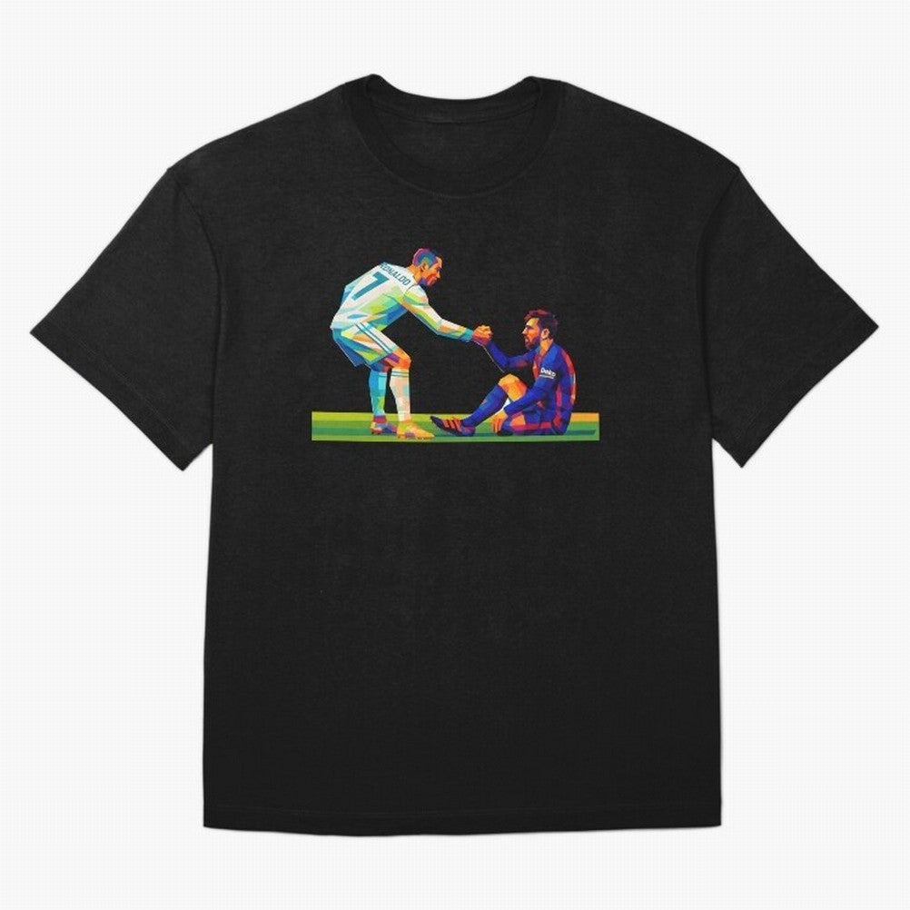 Cristiano Ronaldo & Messi Wpap Art Oversized T-Shirt Discover Match Day Hype around FIFA World Cup 2026 USA Canada Mexico, CR7, England, Stadium Chants, National Pride, Trophy Dreams and Unforgettable Football Memories; Ideal for Football Dads,