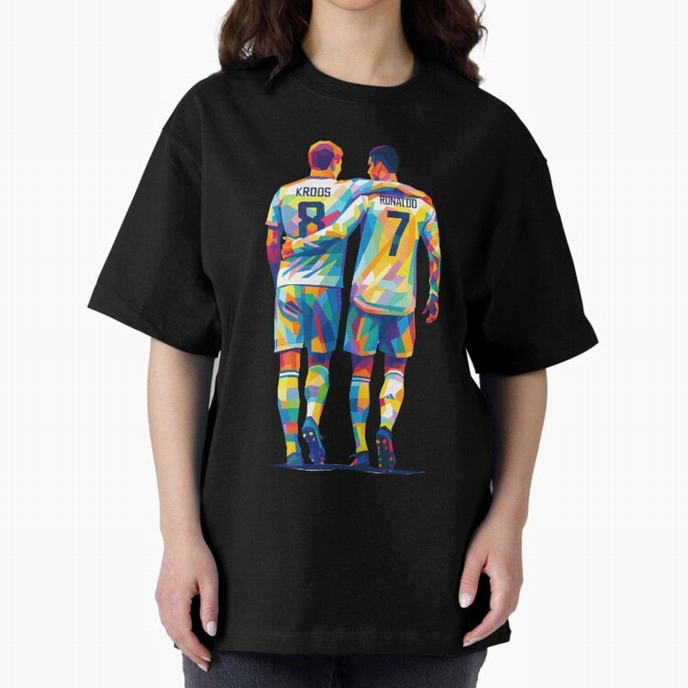Cristiano Ronaldo & Toni Kroos Wpap Art Oversized T-Shirt Support the Legends of FIFA World Cup 2026 USA Canada Mexico for Fans of Messi, CR7 and Mbappe and Spain, Bringing Tournament Hype, Historic Matchups, Family Viewing Parties and Global