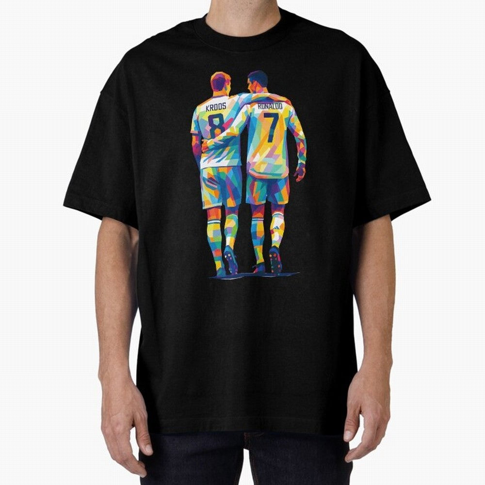 Cristiano Ronaldo & Toni Kroos Wpap Art Oversized T-Shirt Support the Legends of FIFA World Cup 2026 USA Canada Mexico for Fans of Messi, CR7 and Mbappe and Spain, Bringing Tournament Hype, Historic Matchups, Family Viewing Parties and Global