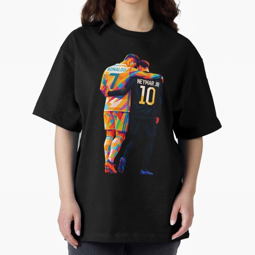 Cristiano Ronaldo & Neymar JR Wpap Art Oversized T-Shirt Fuel Your Fan Pride for FIFA World Cup 2026 Spirit, Capturing France, Cristiano Ronaldo, Retro Football Energy, Iconic Rivalries, Trophy Chase Drama and Stadium Atmosphere; Great for Watch
