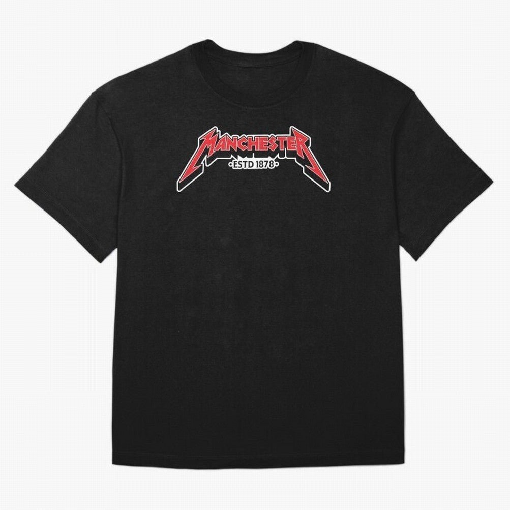 Manchester United Metal Font Oversized T-Shirt Celebrate Soccer Greatness during the FIFA World Cup 2026 USA Canada Mexico Journey through Messi Highlights, France Pride, Match Day Excitement, Supporter Culture, Golden Goals and Global Football