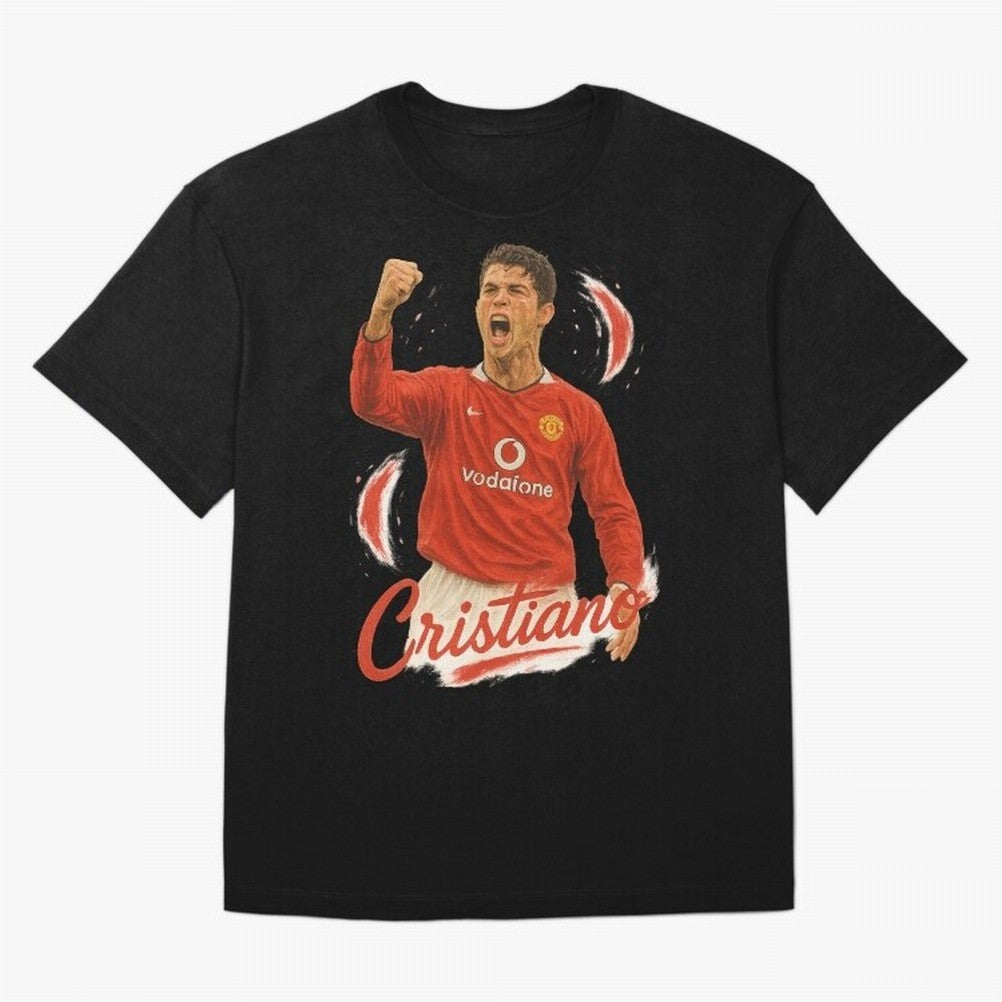 Young Cristiano Ronaldo Man United Art ¨C Rising Soccer Legend Tribute	 Oversized T-Shirt Show Passion for the Stars of FIFA World Cup 2026 Group Stage Spirit, with Argentina, France and Brazil, Haaland and Mbappe, Global Supporter Spirit,