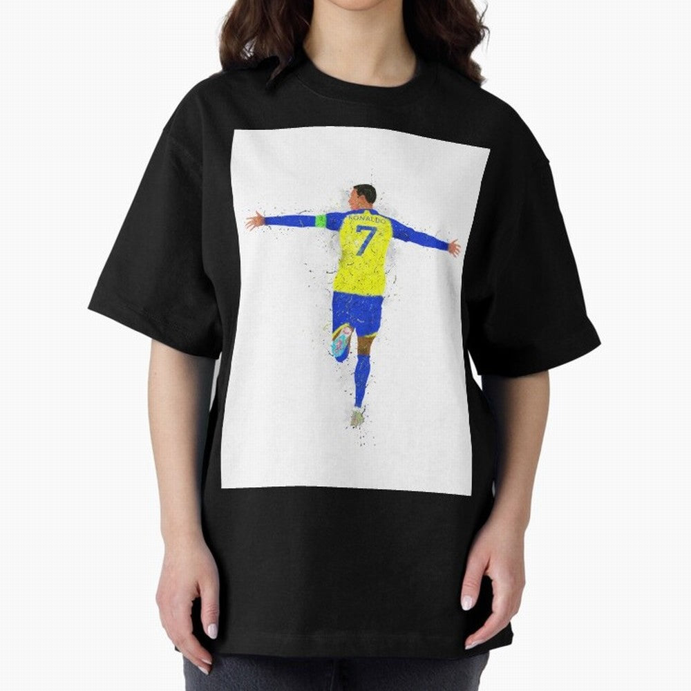Cristiano Ronaldo Al Nassr Football Oversized T-Shirt Honor the Beautiful Game during FIFA World Cup 2026 Group Stage Spirit, Inspired by Netherlands, CR7 and Messi, Football Festival Excitement, Trophy Ambitions, Country Rivalries and Star Player