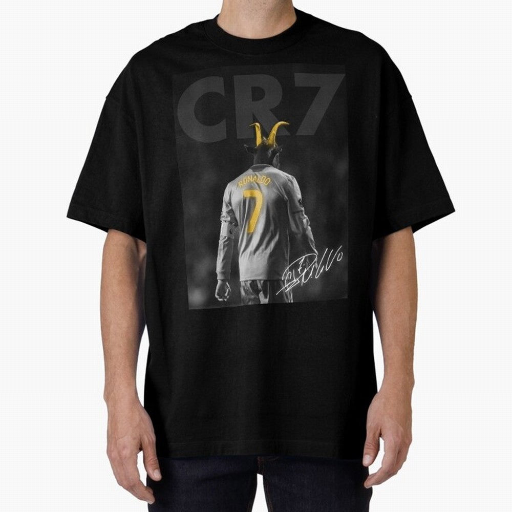 CR7 The Goat Poster Oversized T-Shirt Honor the Football Icons of FIFA World Cup 2026 USA Canada Mexico for Fans of CR7 and Messi and Spain, Bringing Match Day Excitement, Supporter Culture, Golden Goals and Global Football Passion; Perfect for