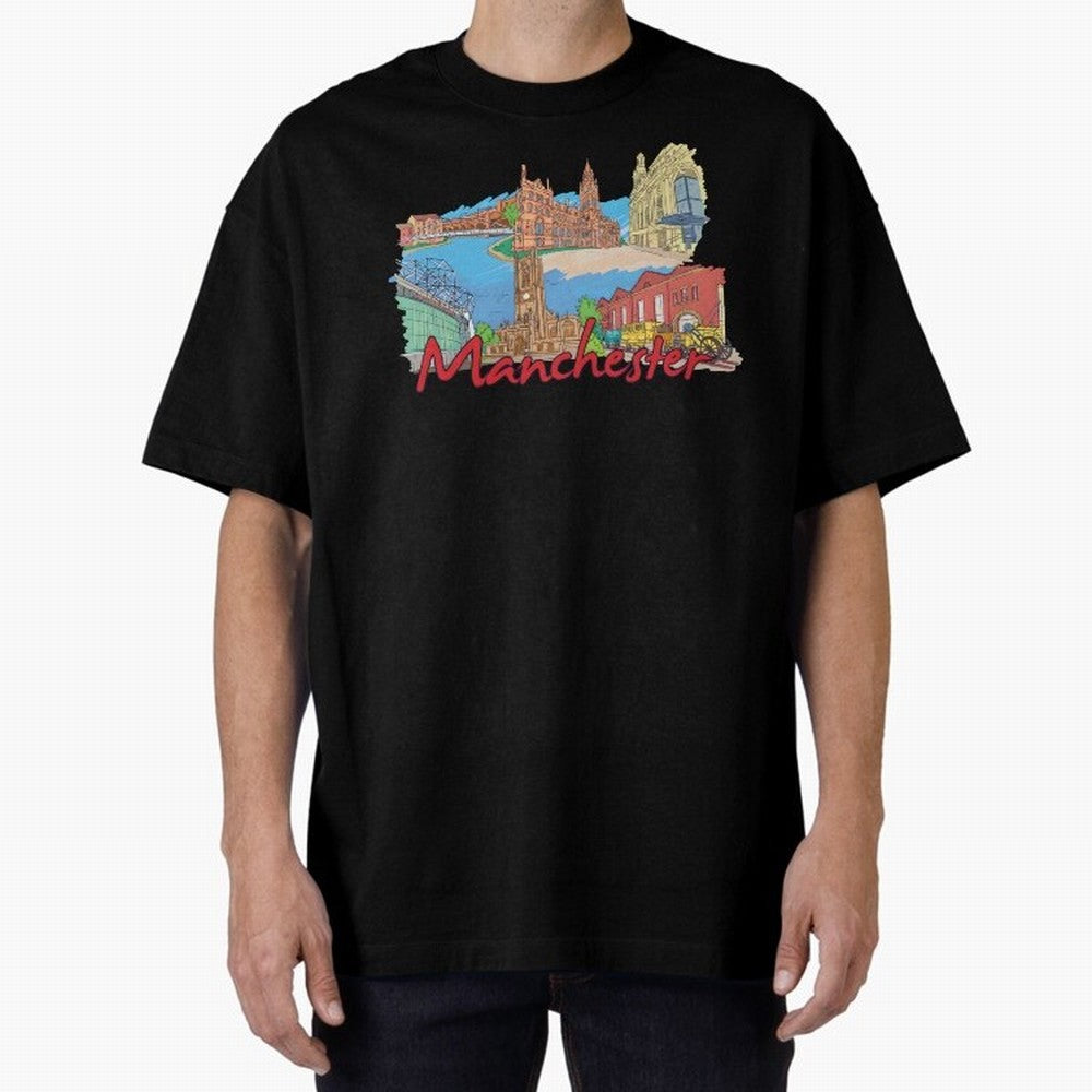 Manchester Oversized T-Shirt Bring World Football Passion into Match Day Hype around FIFA World Cup 2026 USA Canada Mexico, CR7, Spain, Vintage Soccer Flavor, Modern Football Stars, National Flags and Final Night Emotion; Made for Die Hard