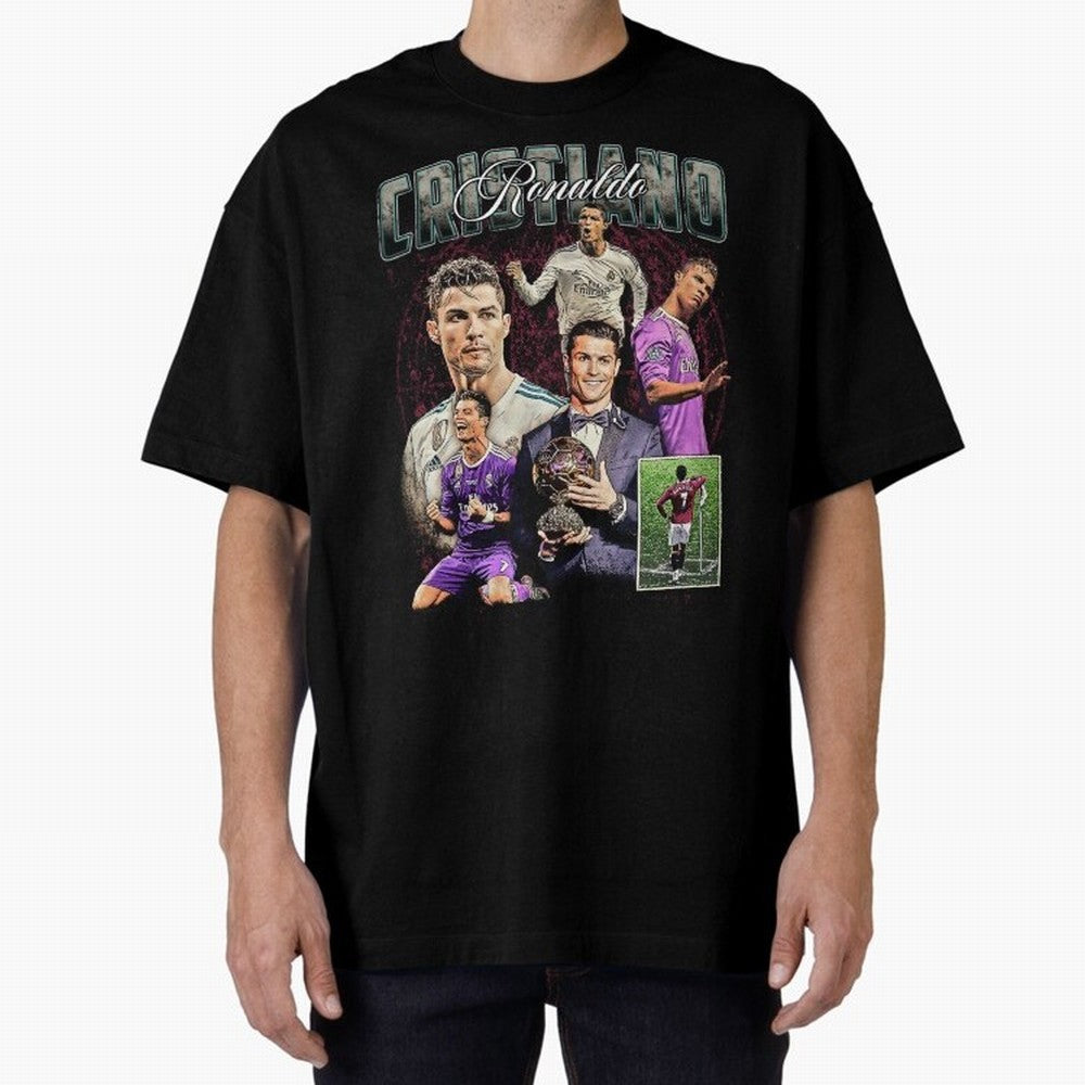Cristiano Ronaldo Bootleg design Oversized T-Shirt Bring Stadium Energy to the FIFA World Cup 2026 Group Stage Journey through Messi and Cristiano Ronaldo Highlights, Portugal Pride, Global Supporter Spirit, Legendary Goals, National Colors and
