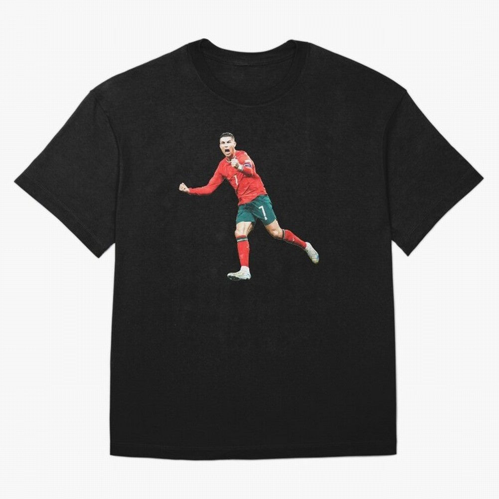 Cristiano Ronaldo Oversized T-Shirt Honor Football Greatness during Global Football Passion for FIFA World Cup 2026 Group Stage, Celebrating Neymar, Portugal, Champion Mindset, Group Stage Buzz, Knockout Tension and Passionate Fan Culture; Ideal