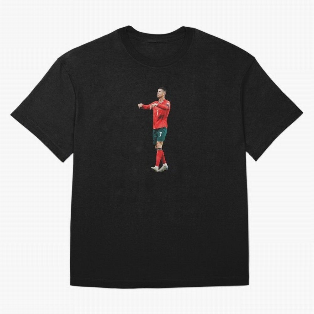 Cristiano Ronaldo siuuuuuu Oversized T-Shirt Celebrate Football Heritage in Global Football Passion for FIFA World Cup 2026 Group Stage, Centered on CR7 and Messi, Argentina, France and Brazil, Football History, Final Match Energy, Crowd Noise and