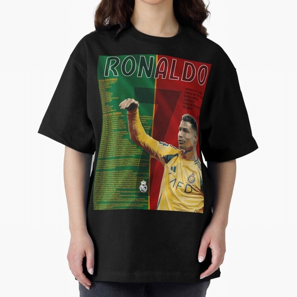 cristiano ronaldo 40th birthday tribute poster Oversized T-Shirt Show Your Stadium Side during Global Football Passion for FIFA World Cup 2026 USA Canada Mexico, Centered on Mbappe, England, Champion Mindset, Group Stage Buzz, Knockout Tension and