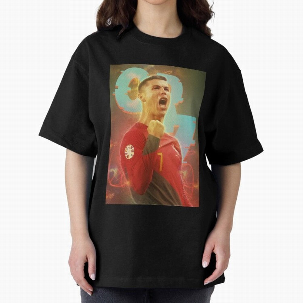 Ronaldo selebration Oversized T-Shirt Capture Global Football Passion for FIFA World Cup 2026 USA Canada Mexico, Filled with Haaland and Mbappe, England, France and Netherlands, Championship Spirit, Famous Goals, Roaring Crowds and International