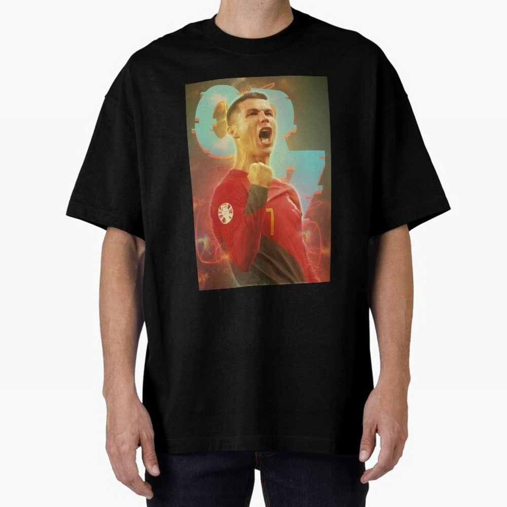 Ronaldo selebration Oversized T-Shirt Capture Global Football Passion for FIFA World Cup 2026 USA Canada Mexico, Filled with Haaland and Mbappe, England, France and Netherlands, Championship Spirit, Famous Goals, Roaring Crowds and International
