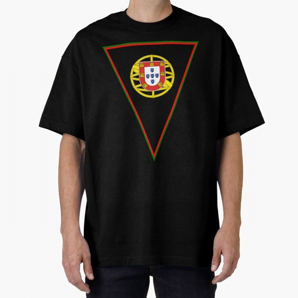Portugal Flag & Coat of arms Oversized T-Shirt Fuel Your Fan Pride for FIFA World Cup 2026 Spirit, Capturing France, Cristiano Ronaldo, Retro Football Energy, Iconic Rivalries, Trophy Chase Drama and Stadium Atmosphere; Great for Watch Parties,