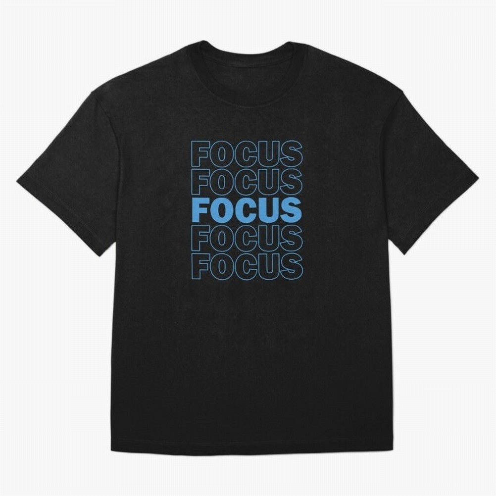 Focus Focus Focus (Blue) Oversized T-Shirt Feel International Energy from FIFA World Cup 2026 Spirit, Connected to France and Portugal, Messi, Neymar and Mbappe, Soccer Culture, Superstar Moments, National Team Dreams and Competitive Fire; Perfect