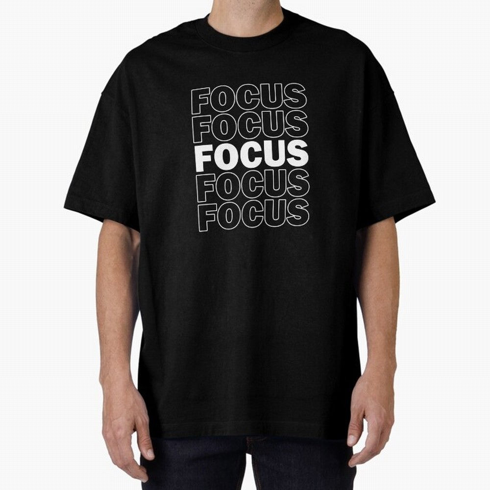 Focus Focus Focus (White Design) Oversized T-Shirt Celebrate Global Passion for FIFA World Cup 2026 Group Stage for Fans of Neymar, Haaland and Cristiano Ronaldo and Portugal, Spain and Germany, Bringing Football Festival Excitement, Trophy