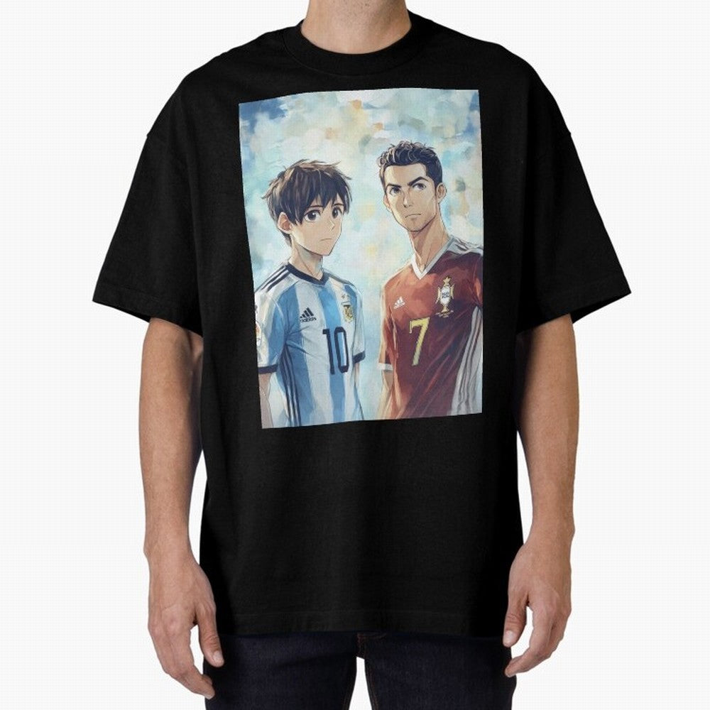 Lionel Messi and Cristiano Ronaldo Oversized T-Shirt Create the FIFA World Cup 2026 Group Stage Journey through Haaland Highlights, Brazil Pride, Champion Mindset, Group Stage Buzz, Knockout Tension and Passionate Fan Culture; Great for Supporters