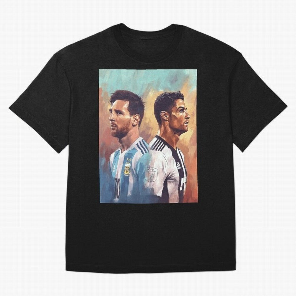 Lionel Messi and Cristiano Ronaldo Oversized T-Shirt Share the Excitement of the FIFA World Cup 2026 Journey through CR7 and Messi Highlights, Germany Pride, Vintage Soccer Flavor, Modern Football Stars, National Flags and Final Night Emotion;